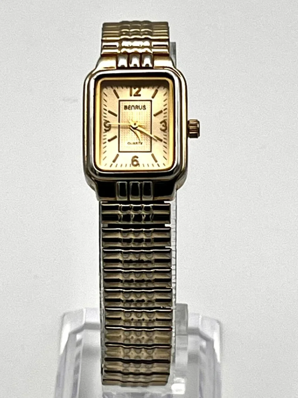 Benrus BN201L Ladies Watch Gold tone Rectangular Flexible Bracelet Working